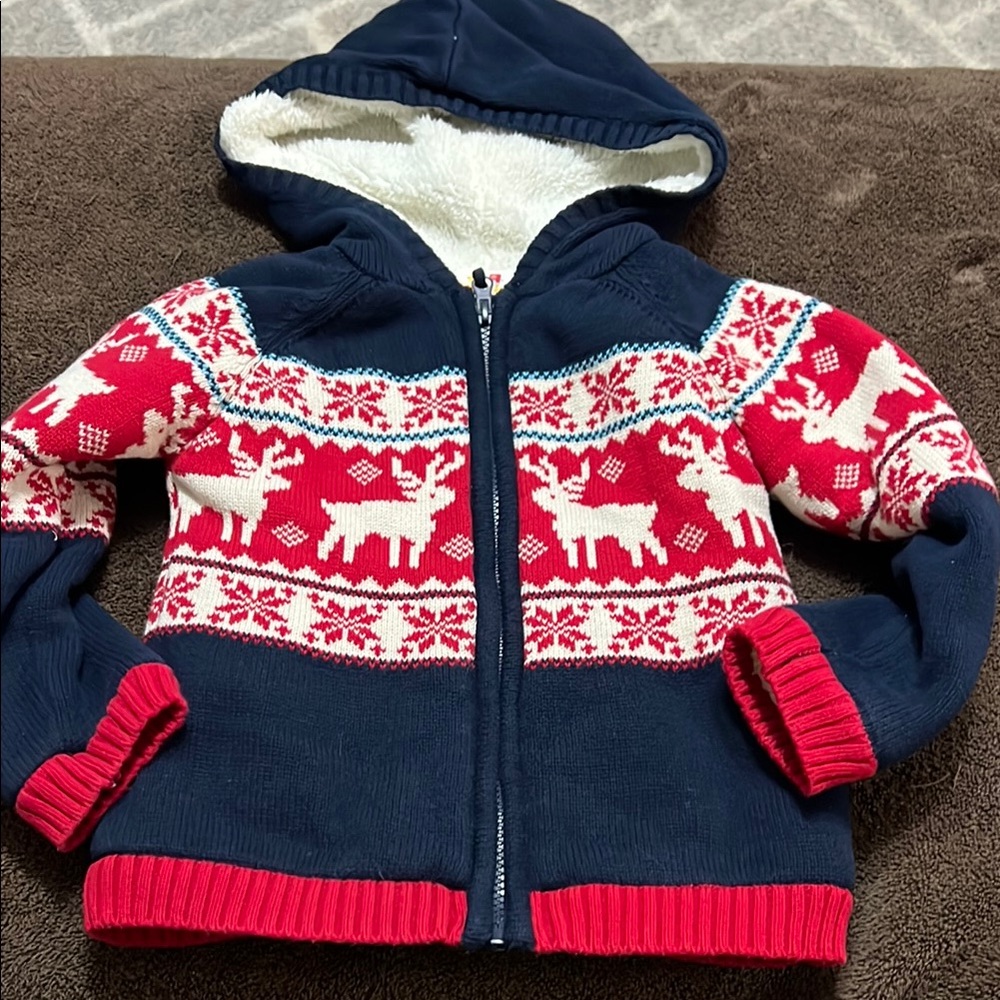 Kids Navy and Red Reindeer Hoodie